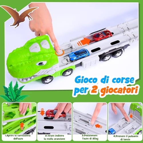 iKidiki Dinosaur Toy 2 3 4 5 Years Car Child Toy 2 3 4 5 Years Old Truck Gift Children 2 3 4 Years Old Toys Boy Girl 2-4 Years Old Truck Transport Dinosaur with 6 Mini