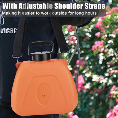 Viitech 8L Battery Pressure Sprayer, Powerful Electric Sprayer with 3 Mist Nozzles, Garden Sprayer with Rechargeable Handle and Adjustable Shoulder Strap (Orange)