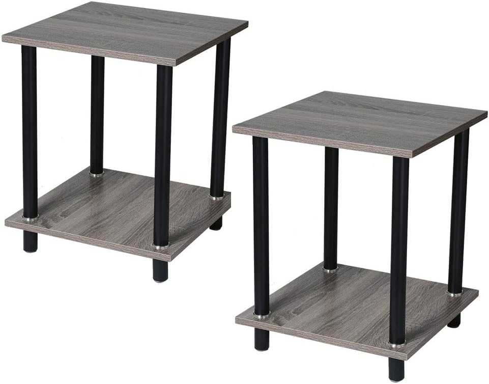 Amazon Com Metal And Plate Nightstand Tall End Table Side Bedside Cabinet Bedroom Storage Cabinet Storage Cabinet End Table Set Of 2 Easy To Assemble By Aimik Kitchen Dining