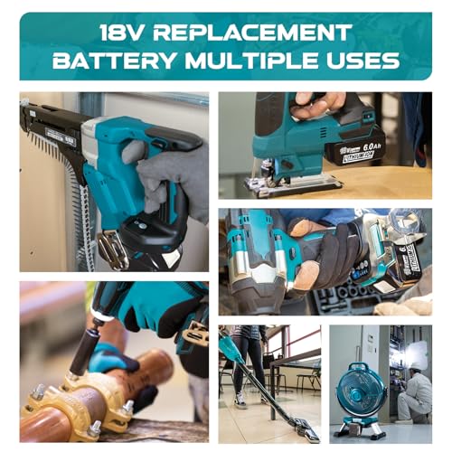 Leyootoolelec Battery 6Ah Replacement for Makita 18v: 2Packs Lithium-ion Batteries Compatible with 18 Volt BL1860B BL1850B BL1840B BL1830B BL1815B BL1860 BL1850 LXT