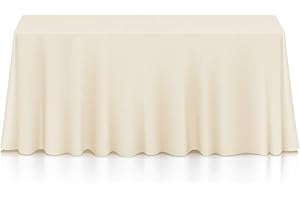 Lann's Linens - 90" x 156" Premium Tablecloth for Wedding/Banquet/Restaurant - Rectangular Polyester Fabric Table Cloth - Ivory