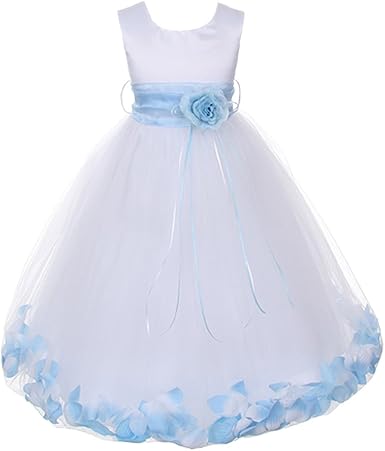 white and baby blue flower girl dresses