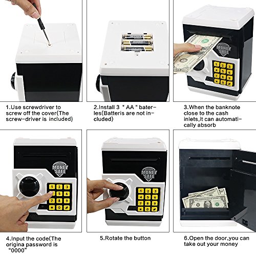 HUSAN Great Gift Toy for Kids Code Electronic Piggy Banks Mini ATM