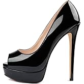 MERUMOTE Women's Platform Stiletto Heels Shoes Peep Toe Pumps 6 inch Heels for Dress Wedding Party