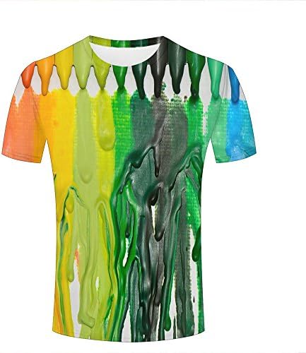 Mens Casual 3D Print Creative Colorful Pigments Pattern Summer Short Sleeve Crew Neck T-Shirts Novelty Couple Tees XXXL