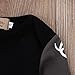 Newborn Baby Girl Boy Clothes Deer Tops T-shirt+Pants Leggings 3pcs Outfits Set, Black&Gray, 18-24 Months (Tag Size = 100)
