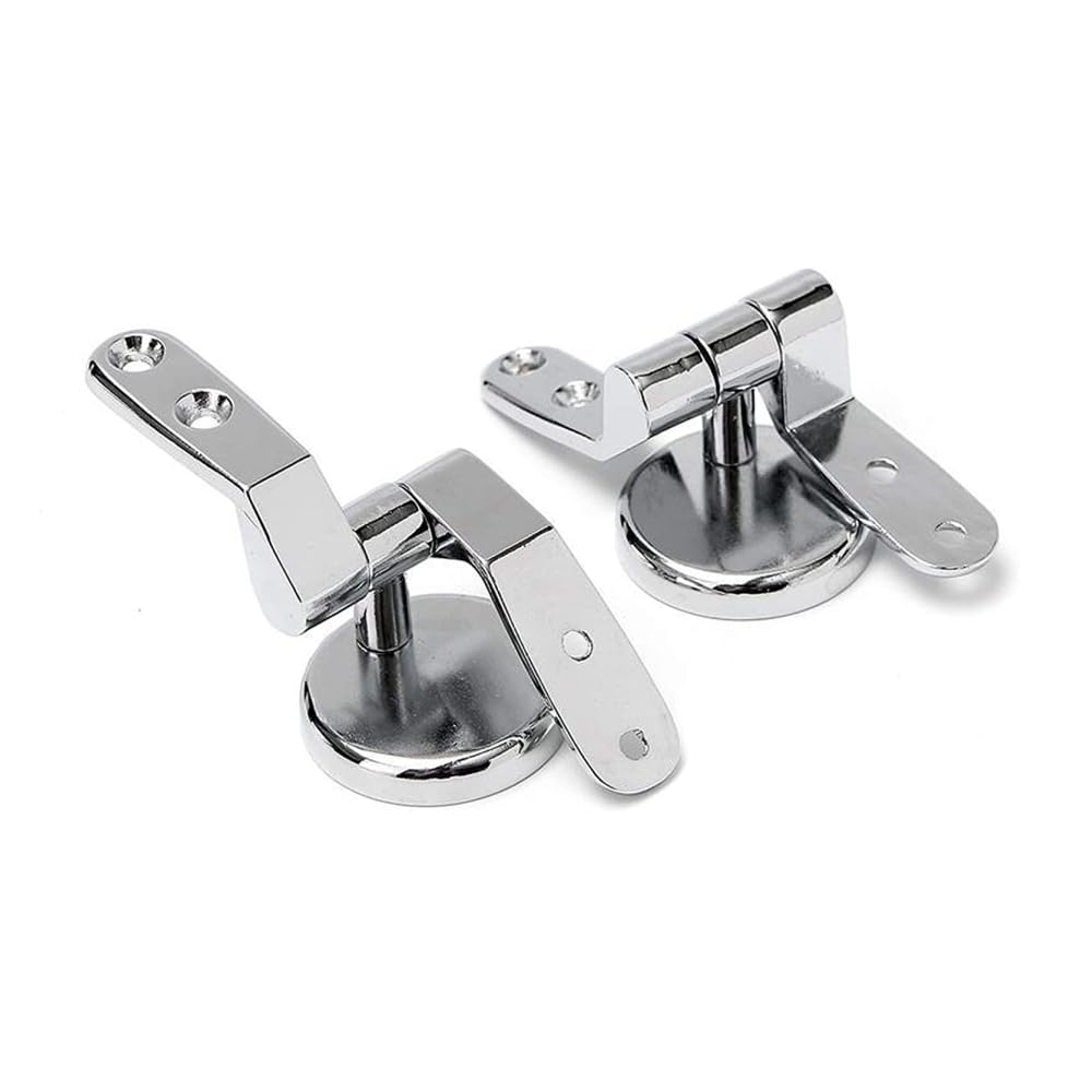 Schläfer | 4538023 - Universal Toilet Seat Hinges, Pair of Adjustable Brass Replacement Hinges for Toilet Seat Tablet, Toilet Lid Hinges Chrome