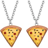 Kilener Pizza Necklace Best Friend Necklaces for Women Pizza Friendship Necklace Cute Food Necklaces for Women Birthday Gifts for Best Friends Bestie Couple Pizza Lover Gifts