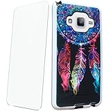 Galaxy On5 Case With TJS® Tempered Glass Screen Protector Included, Dual Layer Shockproof Hybrid Armor Drop Protection Metallic Brushed Finish Case Cover For Samsung Galaxy On5/G550 (Catcher)