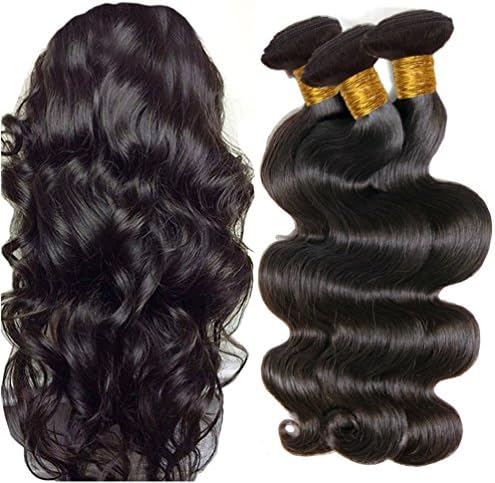 JINREN Brazilian Virgin Hair Bundles with Closure Unprocessed Brazilian Body Wave Virgin Hair Weave 3 Bundles with 1pc 4x4 Lace Top Closure 10" 10" 10" with 10" Closure