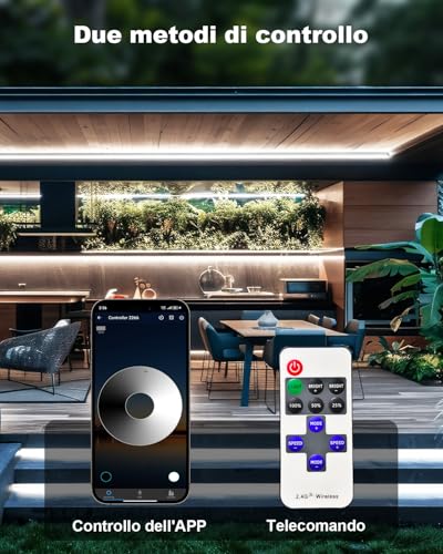 Gliztech 15 m COB LED Strip IP68 Waterproof, Self-adhesive LED Strip | 24V BT APP and Remote Control for Gutters Garden Pool Terrace Kitchen