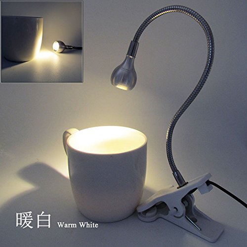 BEESCLOVER 5V 3W USB LED Clip Table Light with Flexible Goose Neck Cute Bed Lamp Decoration Eye Protection Silver Shell Warm White Light