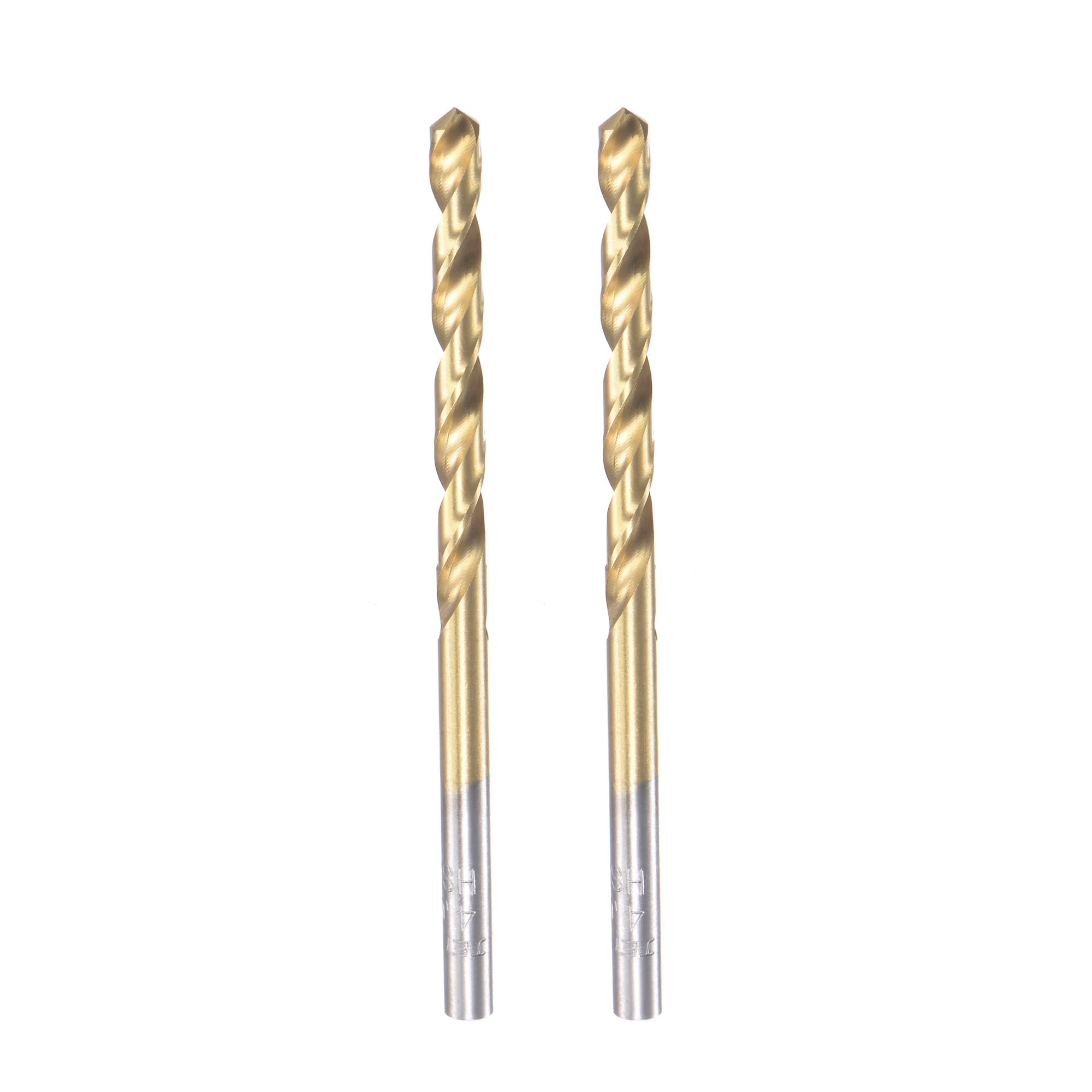 sourcing map High Speed Steel Straight Shank Twist Drill Bit Fully Ground Titanium Coated 4mm Drill Diameter 70mm Total Length 36mm Drill Bit Length 2 Pcs