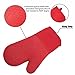Heat Resistant Kitchen Oven Mitts 500 F With Non-Slip Silicone Cotton Set of 2,Oven Gloves and Pot Holder for BBQ Cooking Baking Grilling Barbecue Microwave Machine Washable Red