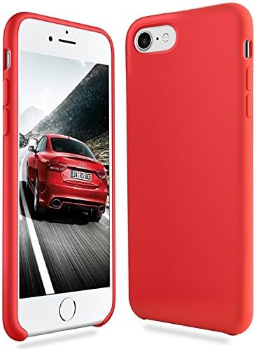 iPhone 8 Case, iPhone 7 Case, Fuleadture Liquid Silicone Gel Rubber Shockproof Phone Case Slim Soft Protective Cover with Microfiber Cloth Lining Cushion for Apple iPhone 7/8 - Red