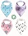 Baby Bandana Drool Bibs Organic 4 Pack for Girls with Snaps, Absorbent Soft Cotton for Teething Drooling Feeding, Baby Shower Gift, Newborn Registry Gift Set Burp Cloth (Pink Purple Coral Blue Heart)