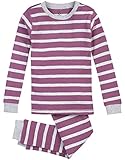 Petit Lem Big Girls' Cotton Candy Stripe 2 Piece Pajama Set, Purple/Grey, 4
