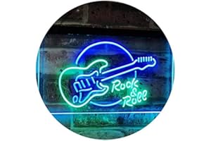 Rock & Roll Electric Guitar Band Room Music Dual Color LED Neon Sign Green & Blue 16" x 12" st6s43-i2303-gb