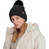 C.C Knit Beanie Hat – Fuzzy Fleece Lined Warm Winter Hat, Faux Fur Pom Soft Stretchy Slouchy Knit Cap, Cold Weather Beanie