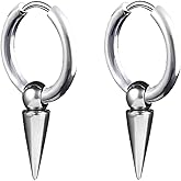 WUWEIJIAJIA Personalized Punk Spike Dangle Drop Hoop Earrings for Women Men Stainless Steel Hoops Cuff Cartilage Tragus Helix Wrap Geometric Earrings