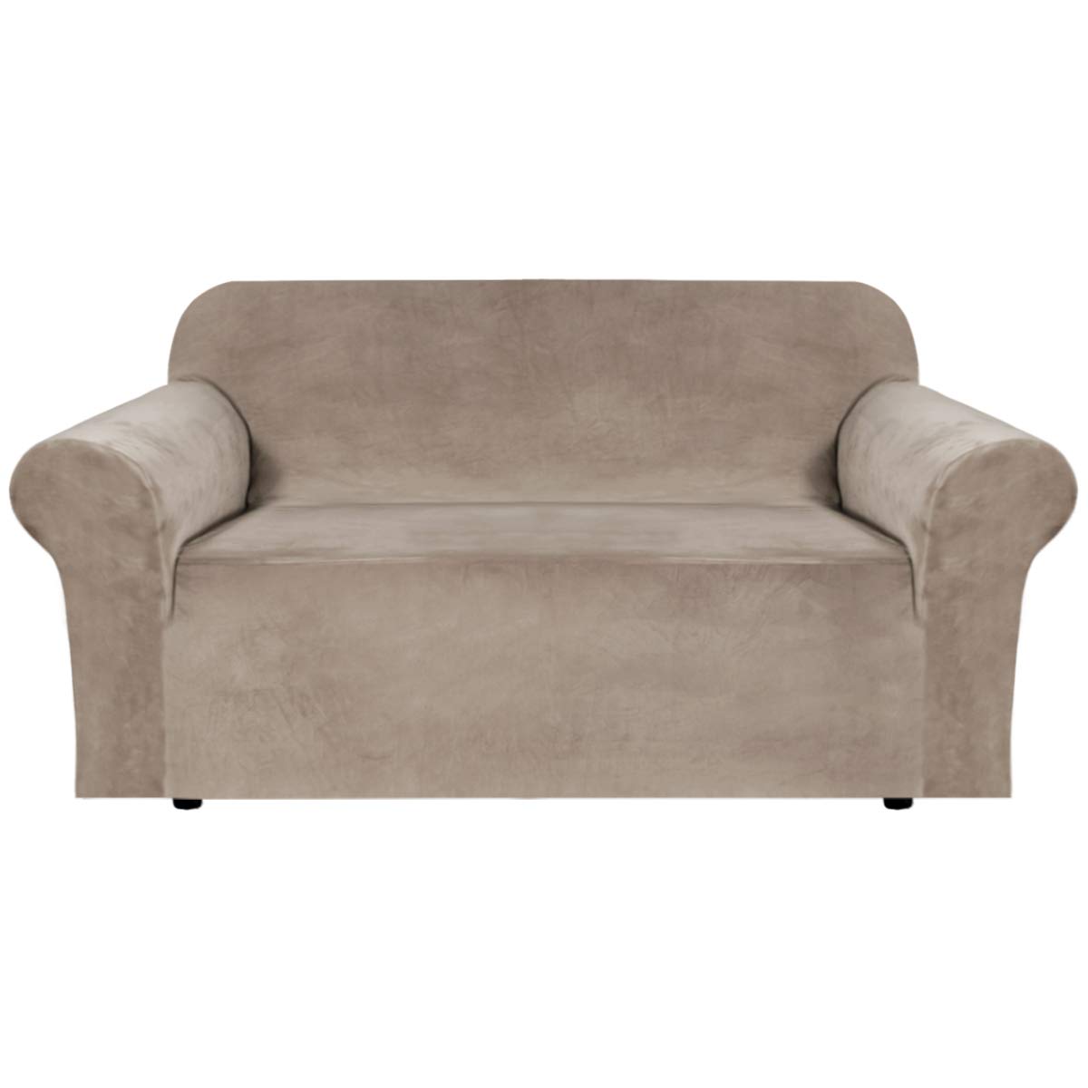 Photo 1 of H.VERSAILTEX Stretch Velvet Loveseat Covers for 2 Cushion Couch Covers for Living Room Sofa Covers Slipcovers with Non Slip Straps Bottom, Ultra Thick Comfy Velour (Width 58"-72", Taupe)