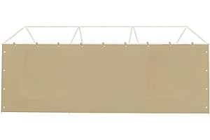 Vanteriam Carport Sidewall Panel with Elastic Ball Bungees, for 10x20 FT or 12x20 FT Garage Party Tent Shelter - Beige, One Sidewall Panel Only