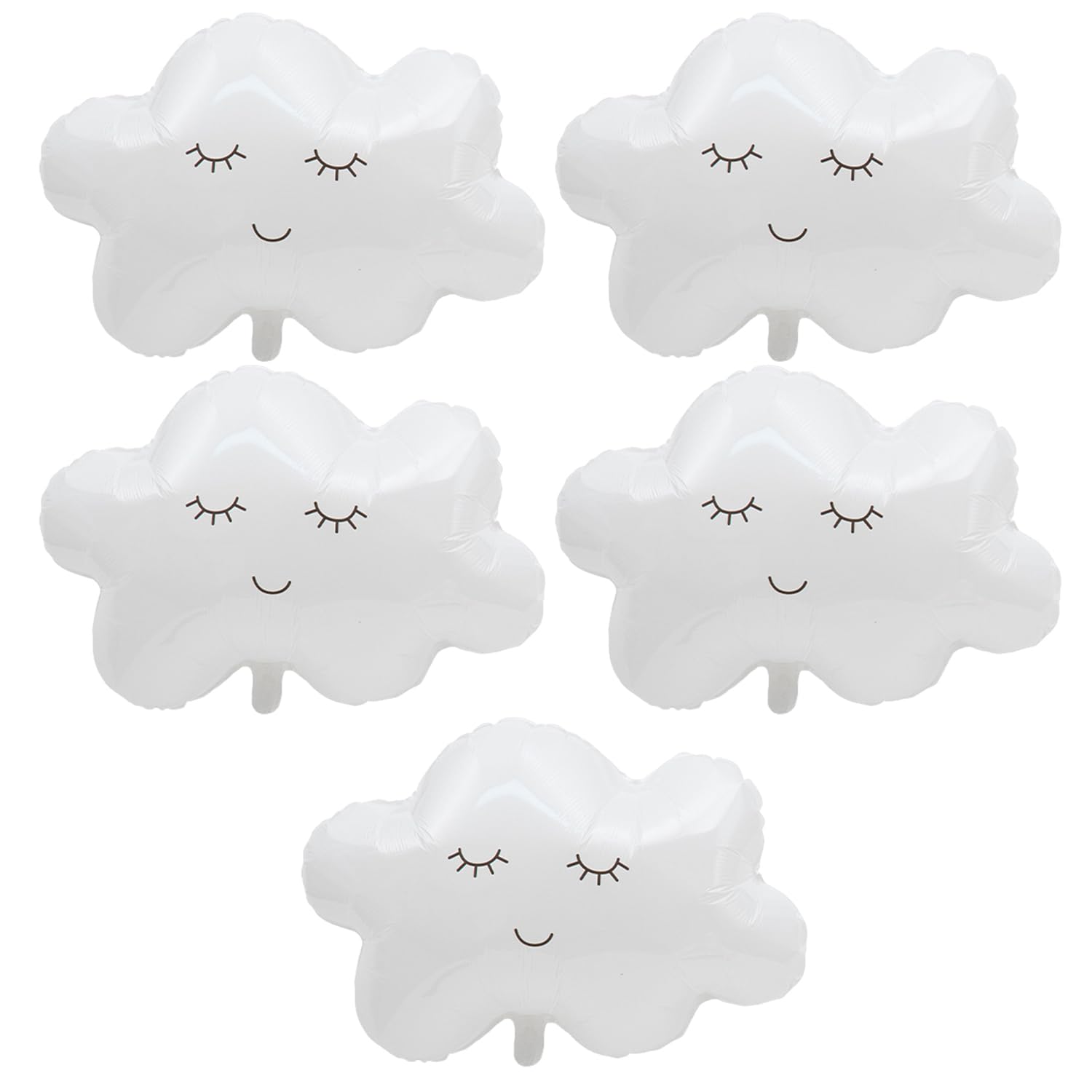 5 White Cloud Balloons - Foil, Baby Shower, Cute & Fun Party Decorations for Kids