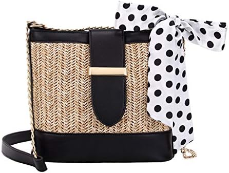 Excursion Sports Womens Fashion Satchel Bag, Vintage Chain Strap Crossbody Messenger Purses and Handbags, Lightweight Candy Color Woven Dating Shoulders Pack with Scarf