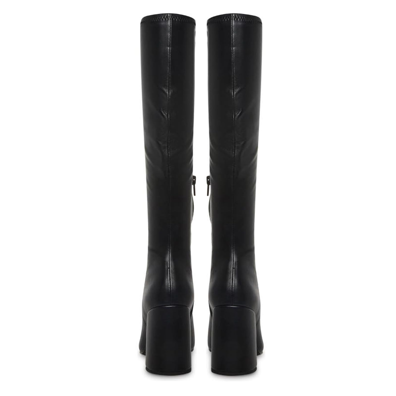SOVANYOU Women's Faux Leather Tall Boots Fashion Square Toe Chunky Heel Knee High Boots with Side Zip