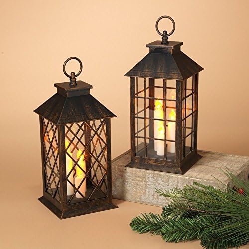 Gerson Battery-Operated Lighted Lantern with Candle - Set of 2