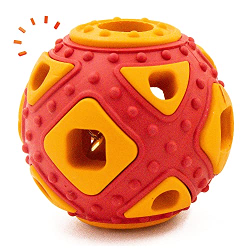 YOXOZO Dog Ball Toy, Jingle Bell Inside for Gift, Rubber Squeaky Toy