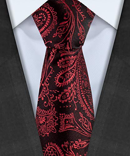 Tie G .5pcs Tie set in a gift box : Tie sets : Solid color Neck tie,Satin Bow tie,Pocket Square, Lapel, Cuffs link (Red,Black Pailsey) - Thumbnail 3