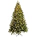 Goplus 7ft Pre-Lit Christmas Tree, Artificial Hinged Xmas Tree with 700 Warm-White LED Lights, 1188 Branch Tips, Foldable Metal Stand, for Office Home Decor