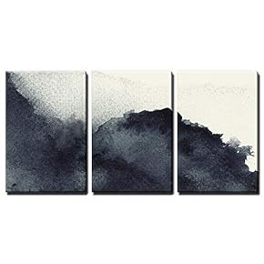 3 Panel Canvas Wall Art - Black Ink Painting Style Abstract Artwork - Giclee Print Gallery Wrap Modern Home Art Ready to Hang - 16"x24" x 3 Panels