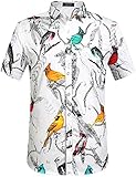 SSLR Men's Button-Down Short Sleeve Animal-Printed Shirt