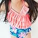 Saidi Girls One Piece Swimsuit Tiered Skirt Printed Pink