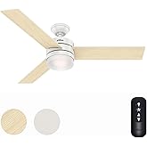 Hunter Fan 54 inch Contemporary Fresh White Indoor Ceiling Fan with Light Kit and Remote Control (Renewed)