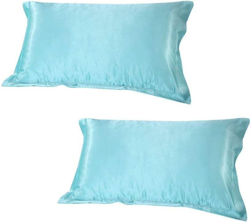 Dehman 2X 100-Percent Silky Satin for Skin & Hair Beauty Pillowcase (Blue, Queen Size, 20X30 INCHES)