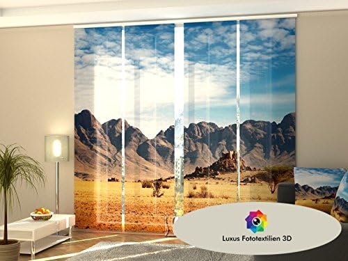 '"Desert Set of 4 Panel Curtain Sliding Curtain in Luxury Photo Print 3D. Height: 2.45 m. Breite: 2.40 m (4 BANNEN x 60 cm. Includes mounting tape and Weighted Bar No Runner. 15 Business days after payment (Delivery Confirmation). Important. Curtains Are All Materials and therefore Not Return/Return Not Possible. Due to Made to Measure