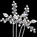 Jetec 4 Pieces Sliver Bridal Hair Pin Set Wedding Leaf Hair Pin and Elegant Ladies Pearl Rhinestone Hair Clip Wedding Bridal Jewelery Hair Accessories for Women and Girls