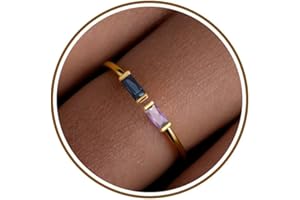 JSJOY Birthstone Rings for Women Dainty Emerald Blue Ring Birthday Gifts for Mom Her Gemstones CZ Ring for Teens Gold Rings That Don't Tarnish Adjustable Ring Jewelry Gifts