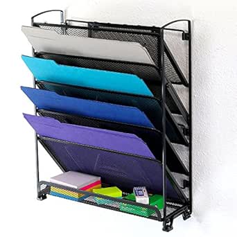 Organizador de archivos para colgar en la pared, 5 ranuras de malla de