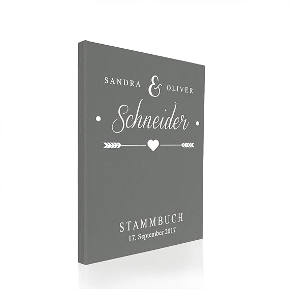 Hochzeitideal Stammbuch der Familie A4, Familienstammbuch, Buchbinderleinen grau, Nr. 133 inkl. Personalisierung