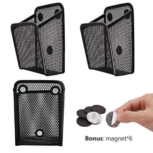 HiGift 3 Pack Magnet Basket Magnetic Pencil Holder Organizer, Magnet Marker Holder, Mesh Storage Basket Organizer for for School Lockers Accessories, Refrigerators, Metal Cabinets, Desk