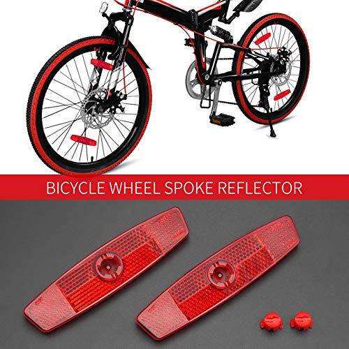 BSK Red Bicycle Wheel Spoke Night Safety Warning Reflectors, 2 Packs-Red