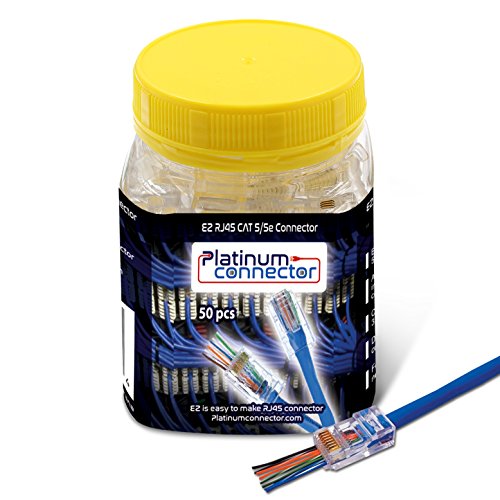 EZ RJ45 8P8C CAT5 CAT5E Platinum Connector - End pass through ethernet one-Piece High Performance modular plug EZ RJ45 50 pieces