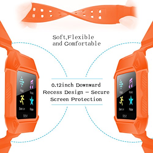 C2D JOY For Fitbit Ionic Case Replacement Bands Rugged Protective Frame Case Accessory Sport Bands For Fitbit Ionic Watch Orange (6.7-8.1 inch)