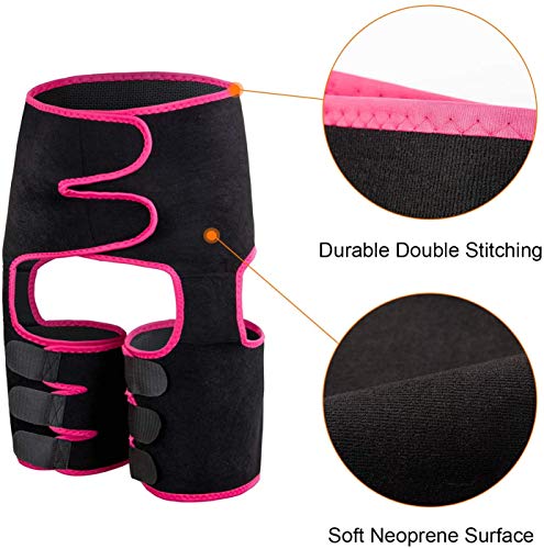 JISONCASE 3-in-1 High Waist Thigh Trimmer, Neoprene Sport Workout Waist Support Belt,Adjustable Butt Lifter, Weight Loss Waist Thigh Trainer Girdle Body Shaper for Women （X-Large Fuchsia）