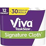 Viva Signature Cloth TaskSize Paper Towels, Soft & Strong Kitchen Paper Towels, White, 2 Packs of 6 Family Rolls (12 Family Rolls = 30 Regular Rolls)