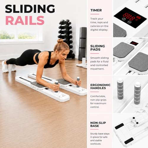 Multifunctional Pilates Reformer with Resistance Ropes, Chin-Up Board and Ski-Type Abs, Timer and Fitness Mat for Home Training